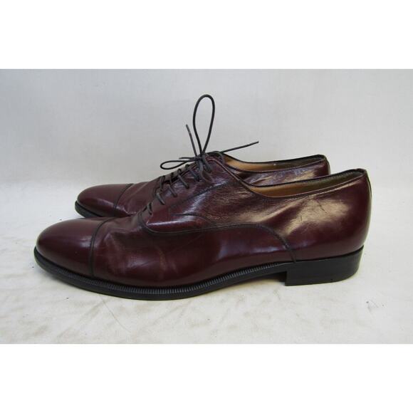 Salvatore Ferragamo Mens Size 8 D Brown Leather Cap Toe Oxford Dress Shoes